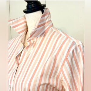 Brooks Brother’s Non-Iron Cotton Peach and White Striped Shirt